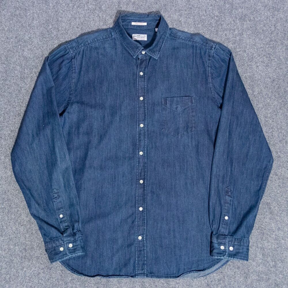 GANT Rugger Town Collar Denim Dark Indigo Blue Button Shirt Men's XL New Haven